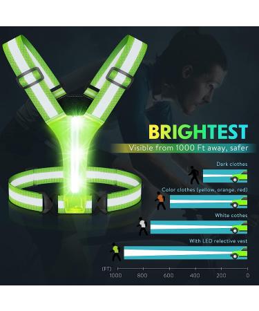 Simket LED Light Up Reflective Running Vest - High Visibility Night Gear for Runners & Walkers - Rechargeable & Adjustable - Green - Buy Online on GoSupps.com