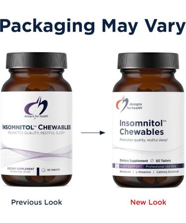 Designs for Health Insomnitol Chewables - Chewable Melatonin - 200mg L-Theanine 5-HTP Vitamin B6 + Inositol - Delicious Lemon Flavored Supplement - Vegan (60 Tablets) Standard Packaging - Buy Online on GoSupps.com