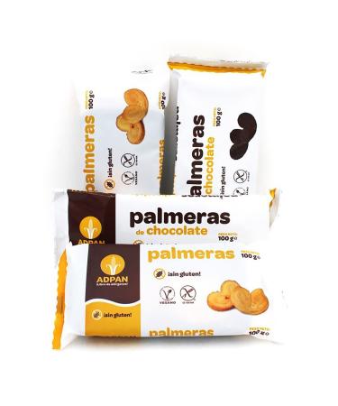 Adpan Pack of Gluten Free Palms with Assorted Flavors. Chocolate and Traditional Puff Pastry Palms Allergen-Free Puff Pastry Palmas. 2 Packs per Flavor. 400g