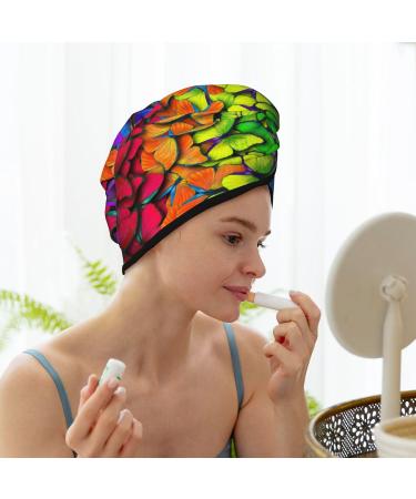 Hair Towel Wrap - Quick-Drying Turban for Effortless Hair Drying | Multicolored Butterflies Design - Buy Online on GoSupps.com
