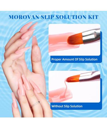 Morovan Poly Gel Slip Solution - 4OZ | Dual-Ended Nail Brush & Tools | Cuticle Revitalizer Oil | Anti-Stick Poly Extension Gel Slip Solution for DIY Nail Extensions at Home - 1 Fl Oz - Buy Online on GoSupps.com
