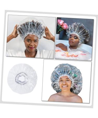 FOMIYES Transparent Shower Cap for Men and Women - Reusable Elastic Hair Cover for Bath and Salon - 38x38cm - Buy Online on GoSupps.com