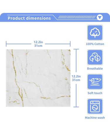 SUABO White Marble Gold Print Washcloths Set 6 - Absorbent & Quick Drying Fingertip Towels for Bathroom, Spa, Gym & Kitchen - Buy Online on GoSupps.com