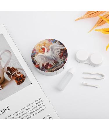Shop White Crane Contact Lens Case with Mirror - Portable & Cute Eye Travel Kit - Buy Online on GoSupps.com