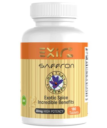 EXIR | Saffron & Saffron Extract Supplement - Immune Memory Metabolism Heart Support 180 Tablets 180 Count (Pack of 1)