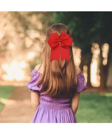 2 Pack 6 inch Bow Hair Clips Large Hair Bow Hair Barrette Clips for Women Girls Red Hair Bows - Buy Online on GoSupps.com
