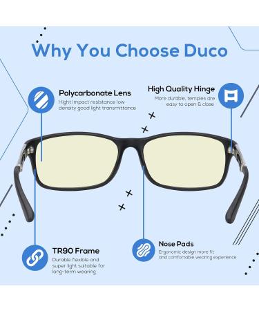 DUCO Blue Light Filter Glasses for Men | Lightweight Computer & Gaming Glasses with UV Protection | Non-Prescription - Buy Online on GoSupps.com
