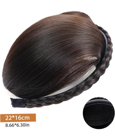 Braid Headband Single Braided Dark Brown Fringe Headband with Bangs Realistic Instant Hair Bangs Fringe Bangs Hair Clip for Women Girls Hair Extensions - Buy Online on GoSupps.com
