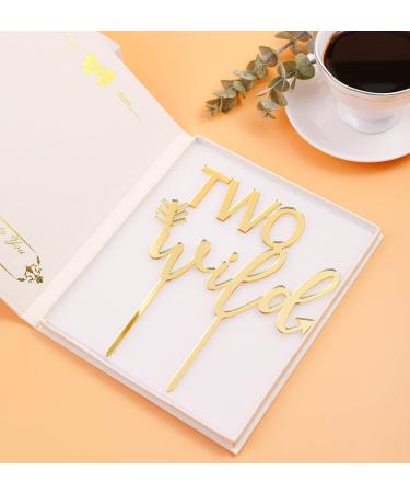 LOVENJOY Two Wild Cake Topper Gold Acrylic for Boy Girl 2nd Birthday Cake Decorations Gift Boxed - Buy Online on GoSupps.com