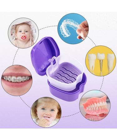 Jutieuo 8Pcs Denture Care Kit for Travel - Denture Bath Cups, Dual-Headed Toothbrushes, Portable Brush Boxes, Retainer Holder Boxes - Blue - Buy Online on GoSupps.com