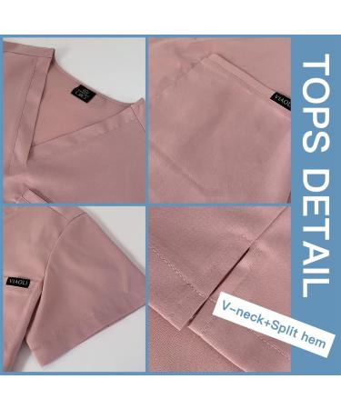 VIAOLI Women's Medical Jogger Scrub Sets - Pink Small | Soft Stretchy Hospital Uniform - Buy Online on GoSupps.com