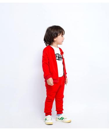 BINIDUCKLING Baby Boys 3-Piece Outfit Set | Coat, Pants & Shirt | Toddler Casual Clothes | Red | 2-3 Years - Buy Online on GoSupps.com