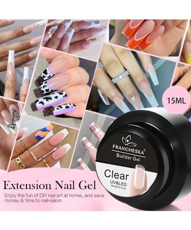 Clear Builder Nail Gel Builder Gel for Nails Nail Extension Gel UV/LED Nail Base Building Gel for Nail Repair Extension & Modeling Strengthening Nail Art Decoration (15ml) (Clear) - Buy Online on GoSupps.com