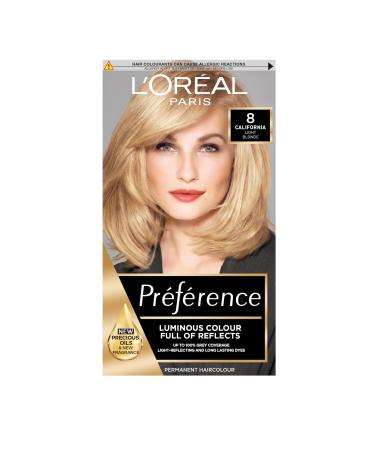 L'Oreal Paris Preference Hair Dye Long Lasting Luminous Permanent Hair Colour 8 California CALIFORNIA 8 1 count (Pack of 1)
