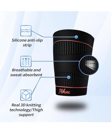 Thigh Compression Sleeve Brace - X-Large (1 Pair) for Hamstring Groin & Quad Pain Relief - Sciatica Recovery - Orange - Buy Online on GoSupps.com