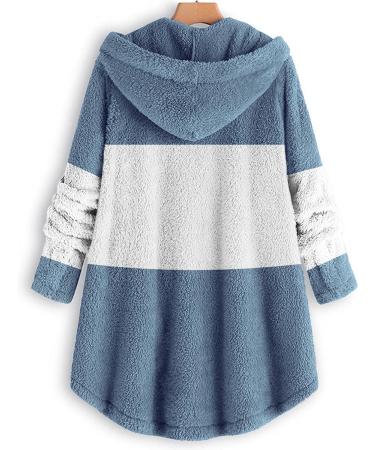 Buy Hanxiulin Oversize Plush Hoodie Jacket for Women | Cozy Winter Coat & Casual Fashion | Light Down Lined Fluff Jacket in S Blue - Buy Online on GoSupps.com