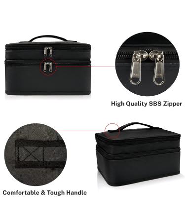 Ethereal Double Layer Nail Polish Organizer Bag | Hold 30 Bottles | Portable Travel Case in Black - Buy Online on GoSupps.com