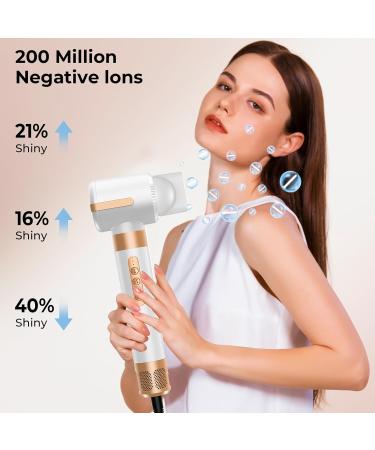 7-in-1 Hair Dryer Brush | 110 000 RPM Ionic Hot Air & Curler Styler | Professional Travel Hair Tool in White Gold - Buy Online on GoSupps.com