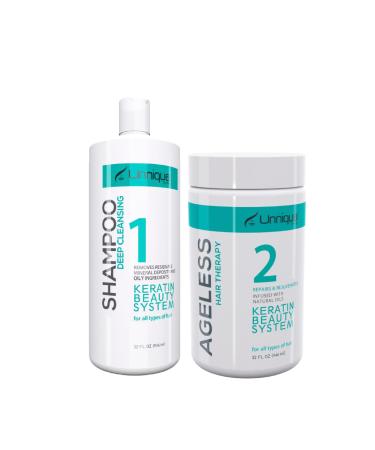 UNNIQUE Ageless Hair Therapy Kit 32oz - Avocado & Shea Butter Enriched Formaldehyde-Free Treatment for All Hair Types - Repair Nourish & Shine