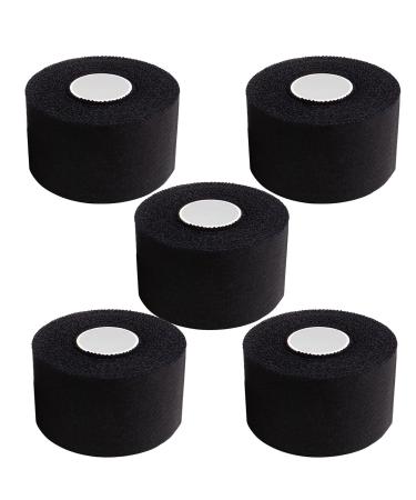 ADMITRY (5 Pack) Black Athletic Tape Sports Tape Strong Stick No Sticky Residue for Hockey Climbing Sports Medical Splints (Black 1.5 Inch X 45 Yards) Black Athletic Tape (Cotton) -5 Rolls