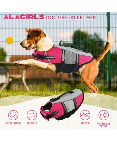 Alagirls Dog Life Jacket - High Buoyancy Water Safety Vest with Reflective Stripes for XS Dogs (34-40cm) - Pink Pet Lifeguard - Buy Online on GoSupps.com