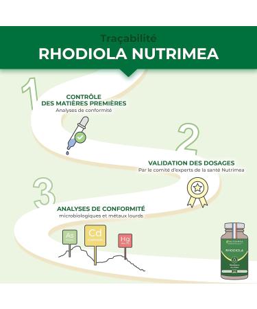 RHODIOLA ROSEA - 400 mg - 100% Pure Formula - Root Extract Titled 3% Salidroside - Stress & Fatigue - Concentration & Cognition - 120 Vegan Capsules - Nutrimea - Made in France - Buy Online on GoSupps.com