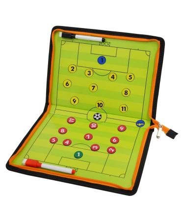 LEAP Zipper Soccer Clipboard Magnetic Coaching Board Foldable Tactical Board Kit with 2 Dry Erase Marker Pen and 2 Sets Marker for Coaches and Teachers Zipper Magnetic Soccer 02