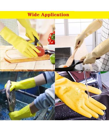 Yellow Waterproof Kitchen Cleaning Gloves - Oil-Resistant Rubber Glove (L) - Buy Online on GoSupps.com