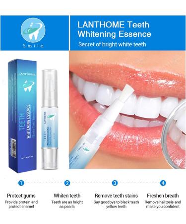 LANTHOME Teeth Whitening Kit - 3Pcs Essence, Pen, Deluxe Set | Intensive Stain Removal and Yellowing Reduction | Oral Care Products - Buy Online on GoSupps.com