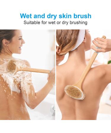AmazerBath Long Handle Shower Brush - Dual-Sided Exfoliating Back Scrubber with Soft and Stiff Bristles - Buy Online on GoSupps.com