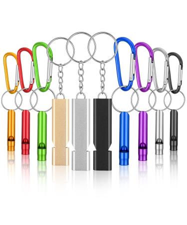 Safety Whistle Whistles with Lanyard Aluminum Keychain Whistle Safety Hiking Whistle Double-Tube Survival Whistles Loud Camping Whistle Whistle for Outdoor Hiking Hunting Fishing Boating 10 Multicolor