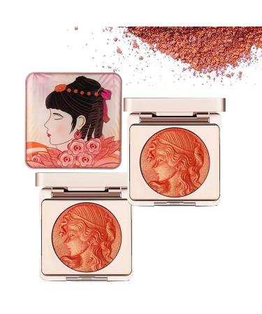 Embossed Smooth Powder Blush Palette For Cheeks Matte Face Powder Blush Palette Powder Blush Palette Girl Blush for Cheeks Natural Makeup Radiant Finis (Orange - 2PCS 1PCS) Orange - 2pcs 6 g (Pack of 1)