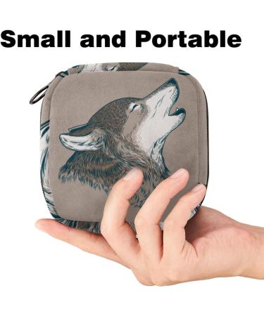 Javenproeqt Portable Women's Binding Bags | Menstrual Cup Pocket & Pads | Stylish Tampons for First Period | Art Painting Wolf Multicolor 04 - Buy Online on GoSupps.com