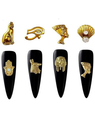 80 PCS Egyptian Nail Charms 3D Gold Nail Art Accessories Nail Art Supplies for Manicure Nail Art Craft DIY Nail Decorations