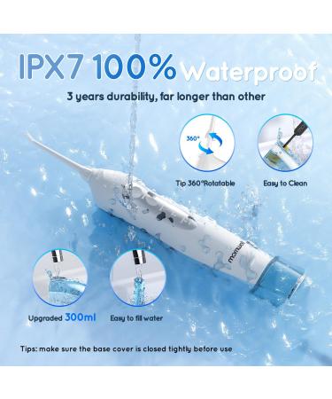 Mornwell Portable Cordless Dental Flosser - 10 Intensity Oral Irrigator IPX7 Waterproof Rechargeable Travel Flossing Teeth Pick (White - Buy Online on GoSupps.com