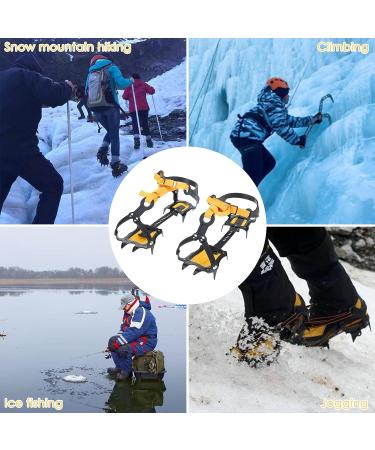 Amarine Made Anti-Slip Ice Crampons for Men Women - 10 Teeth Stainless Steel Snow Grips for Hiking & Climbing - Buy Online on GoSupps.com
