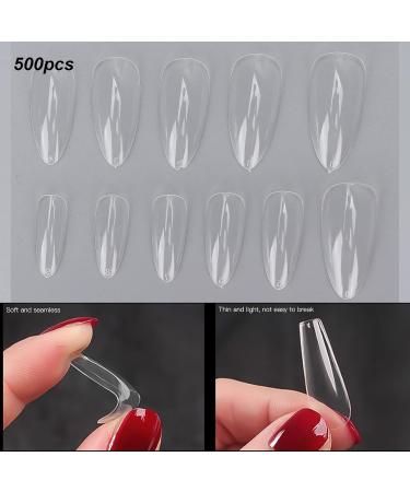 Buy Sonew 500 Pieces Almond-Shaped Acrylic Nail Tips - Clear Artificial Nails for Nail Studios & DIY Art | International Shipping Available - Buy Online on GoSupps.com