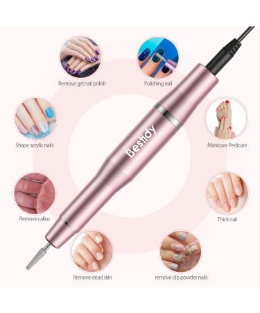 Bestidy Electric Nail Drill Kit - USB Manicure Pen Sander Polisher with 6 Changeable Drills and Sand Bands for Nail Care - Acrylic Nail Tools (A-Pink) - Buy Online on GoSupps.com