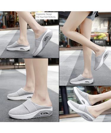 SOLPNOW Women's Air Cushion Slip-on Orthopedic Diabetic Walking Shoes - Breathable with Arch Support - Wedge Platform Slipper 10.5 Dark Blue - Buy Online on GoSupps.com