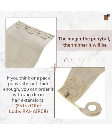 RUNATURE 18 White Blonde Ponytail Extension - 80g Real Human Hair Clip-in 7-Ponytail #800 - Buy Online on GoSupps.com