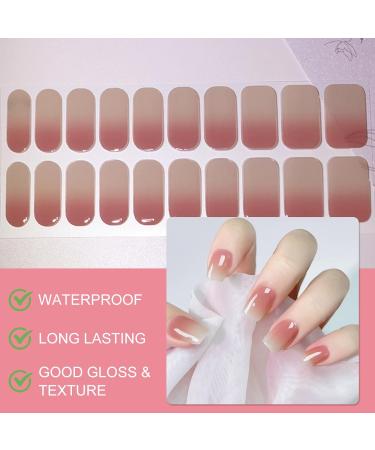 20Pcs Semi Cured Gel Nail Strips French Pink Gradient Gel Nail Stickers Long-Lasting Waterproof Gel Nail Polish Wraps for Salon-Quality Manicure Easy to Apply & Remove UV/LED Lamp Required - Buy Online on GoSupps.com