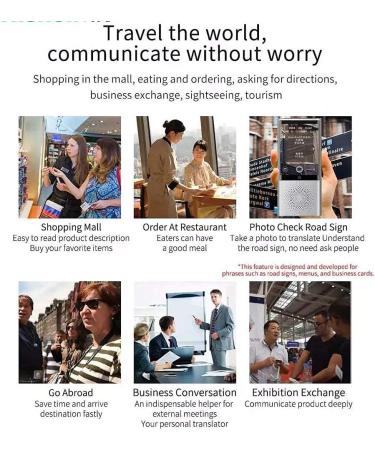Portable Voice Translator Smart Foreign Language Translator Device Wifi/4G Two-Way Speech/Text 2.4 Inch Touch Screen Support 70 Languages for Travel Business White Good Times Black - Buy Online on GoSupps.com