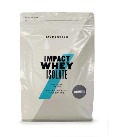 Myprotein® Impact Whey Isolate Protein Powder, Gluten Free Protein Powder, Muscle Mass Protein Powder, Dietary Supplement for Weight Loss, GMO & Soy Free, Whey Protein Powder , Unflavored, 2.2 Lbs Unflavored 2.2 Pound (Pac…