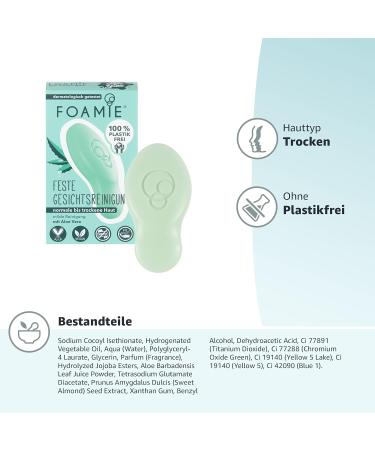 Foamy Solid Facial Cleanser for Dry Skin - Aloe Vera & Almond Milk 100% Vegan Plastic-Free 60g - Buy Online on GoSupps.com