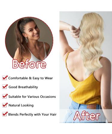Ponytail Extensions - Blonde Clamp-In 40cm Long Curly Synthetic Hair | Realistic 16-Inch Braid Hairpiece - Buy Online on GoSupps.com