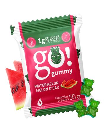 GoGummy Low Sugar (1g) Gummy Bears by Jimmy Sevigny | Watermelon Fruity Gummies | High Fiber No Sugar Alcohols Gluten Free | Pack of 12 x 50g Bags