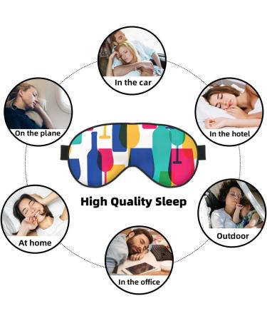 Cocktail Glasses & Wine Bottles Print Soft Eye Mask - Perfect Sleep Mask for Travel | Ideal for Men & Women - Buy Online on GoSupps.com