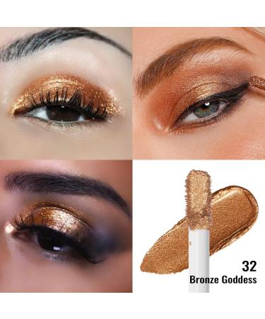 Oulac Liquid Glitter Eyeshadow Highly Pigmented Gold Eyeshadow Liquid Shimmer Eyeshadow & Eyeliner Metallic Bronze Eyeshadow Blendable Eye Make-up Vegan Cruelty-Free 5.4g Bronze Goddess (32) Bronze Goddess(32) - Buy Online on GoSupps.com