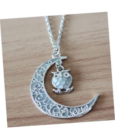 jojofuny Moon Necklace Moon Pendant Necklace Owl Pendant Necklace Owl European and American Decorate Light Blue 50*3.5cm - Buy Online on GoSupps.com