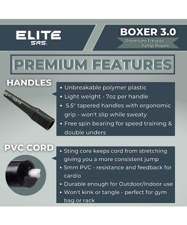 EliteSRS Boxer 3.0 Boxing Jump Rope for Fitness - Professional Cardio Training with Tangle-Free 5MM PVC Cord - Buy Online on GoSupps.com